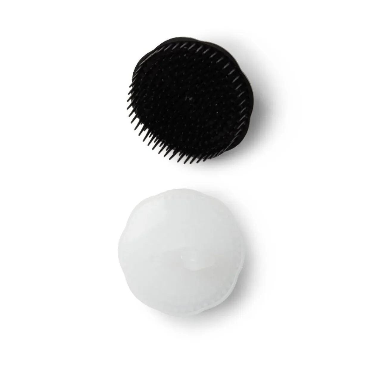 Brosse à cheveux ronde ergonomique en plastique noir et transparent
