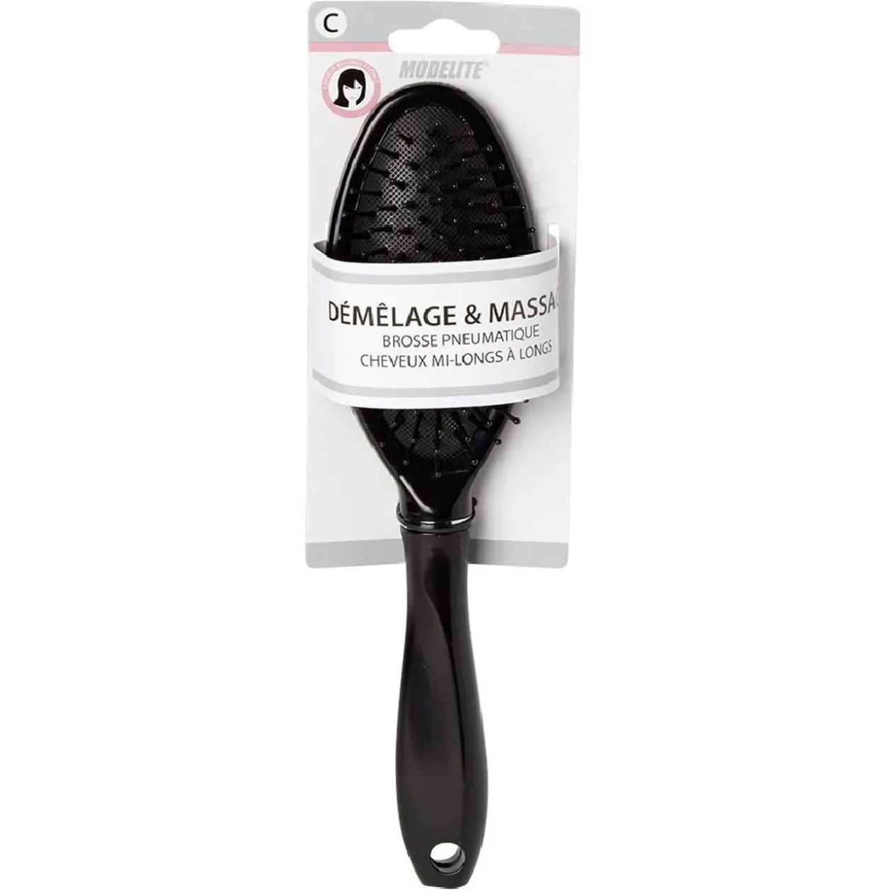 Brosse pneumatique ovale picots perlés pvc noir