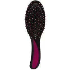 Brosse pneumatique ovale picots perlés pvc noir fuchsia