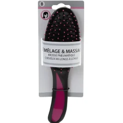 Brosse pneumatique ovale picots perlés pvc noir fuchsia