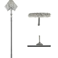 Brosse téléscopique Homclean embouts x3 gris et bleu