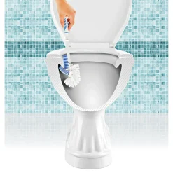 Brosse WC à 3 têtes blanc et bleu