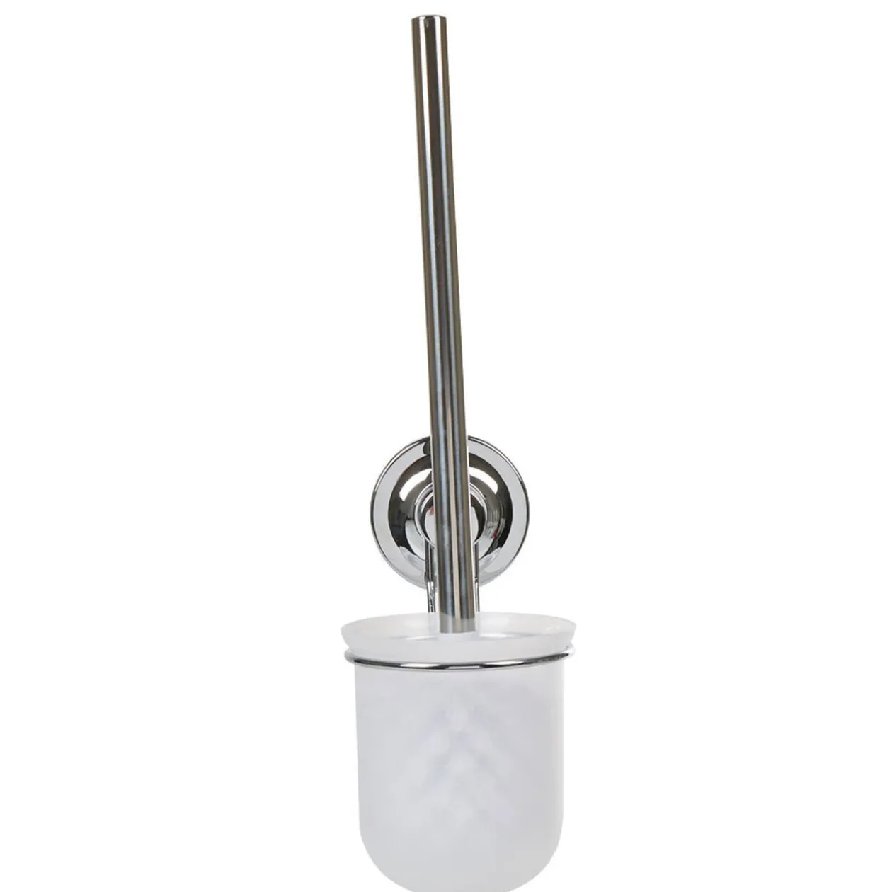 Brosse WC à ventouse gris blanc