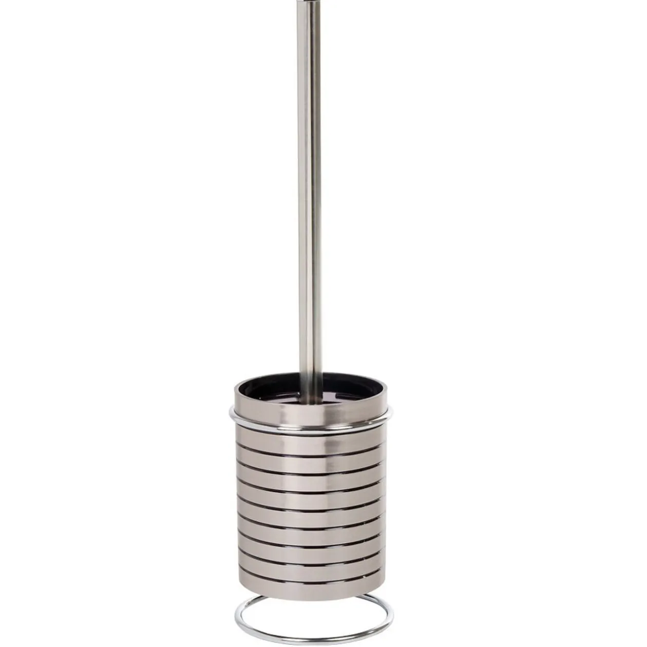 Brosse WC gris chromé décor fentes imitation rayures