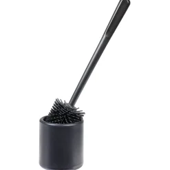 Brosse WC silicone ronde avec support noir