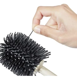 Brosse WC silicone ronde avec support noir