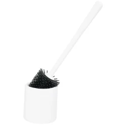 Brosse WC silicone ronde avec support plastique blanc