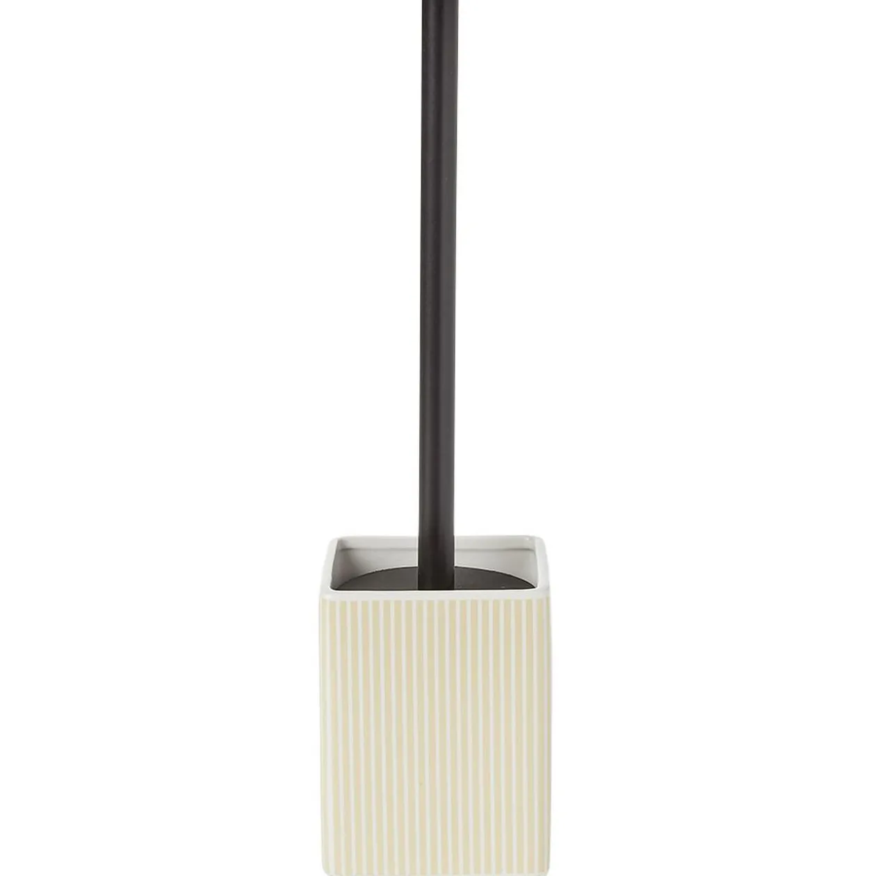 Brosse WC socle carré grès rayure verticale blanc beige 9,2x9,2xH36cm