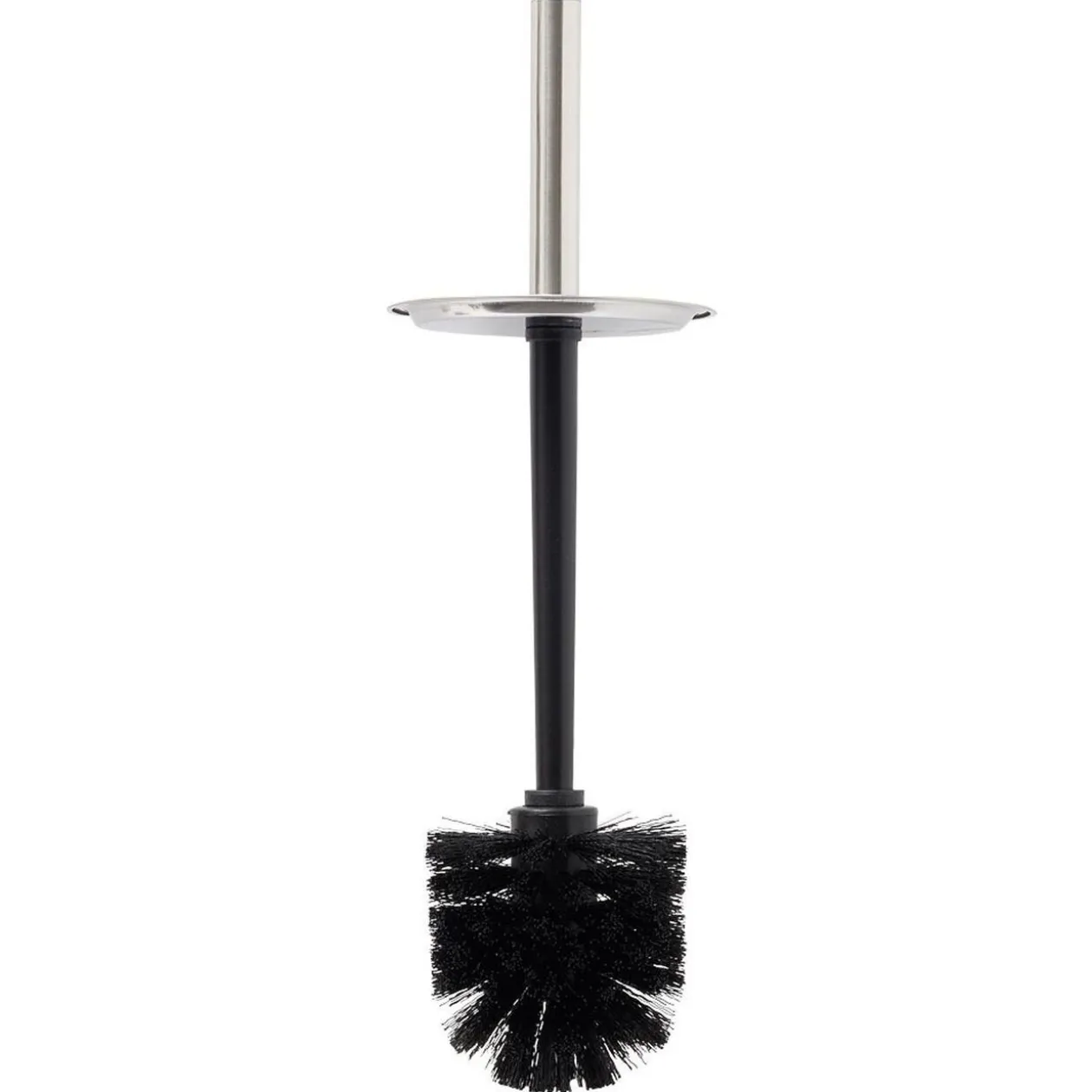 Brosse WC socle haut rond métal gris Ø9,5xH38cm