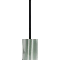 Brosse WC socle rond grès rayure verticale vert et blanc Ø9,2xH36cm