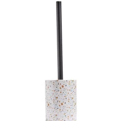 Brosse WC socle rond grès terrazzo blanc bleu marron Ø9,2xH36cm