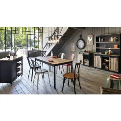 Buffet haut Florence noir et miel 2 étagères