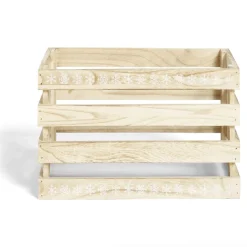 Cagette en bois motif flocon blanc 28x18xH18cm