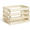 Cagette en bois motif flocon blanc 33x23xH21cm