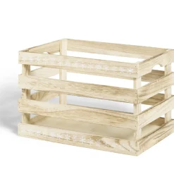 Cagette en bois motif flocon blanc 33x23xH21cm
