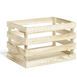 Cagette en bois motif flocon blanc 33x23xH21cm