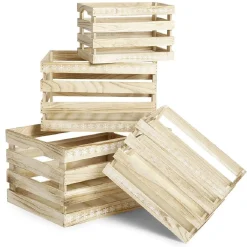 Cagette en bois motif flocon blanc 33x23xH21cm