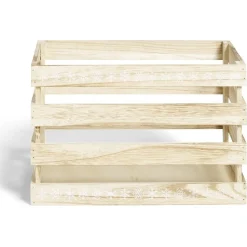 Cagette en bois motif flocon blanc 33x23xH21cm