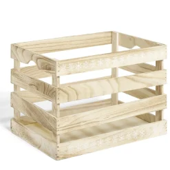Cagette en bois motif flocon blanc 38x28xH23cm