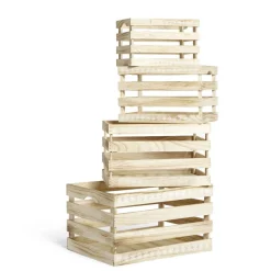 Cagette en bois motif flocon blanc 44x33xH25cm