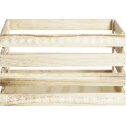 Cagette en bois motif flocon blanc 44x33xH25cm