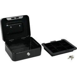 Caisse à monnaie avec 2 clés métal gris foncé