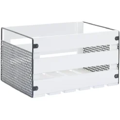 Caisse de rangement en bois et métal - L32,5 x l18 x H24 cm