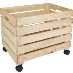 Caisse en bois pin massif roulette à monter grand modèle