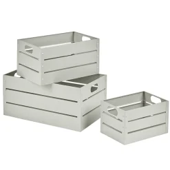 Caisse métallique de rangement blanc lin x3