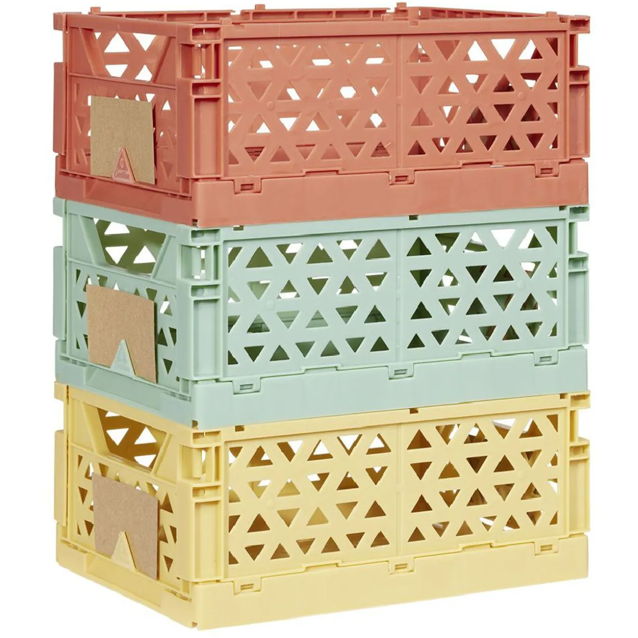 Caisse pliable avec porte-étiquette vert L17xl12,5xH7cm