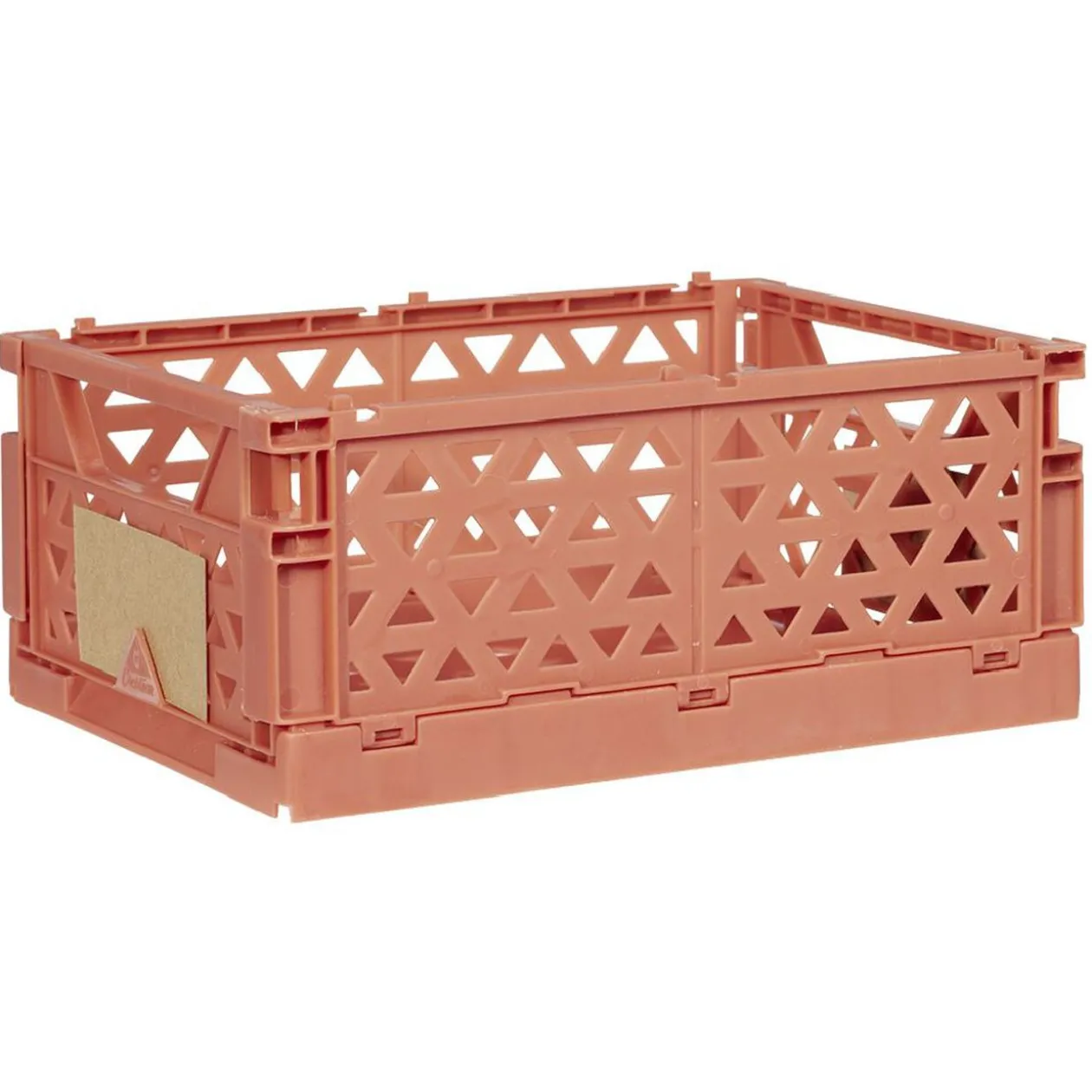 Caisse pliable avec porte-étiquette marron L17xl12,5xH7cm