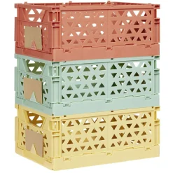 Caisse pliable avec porte-étiquette marron L17xl12,5xH7cm