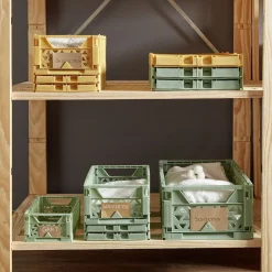 Caisse pliable avec porte-étiquette vert L25xl16,5xH10cm