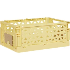 Caisse pliable avec porte-étiquette jaune L25xl16,5xH10cm