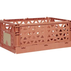 Caisse pliable avec porte-étiquette marron L33xl25xH15cm