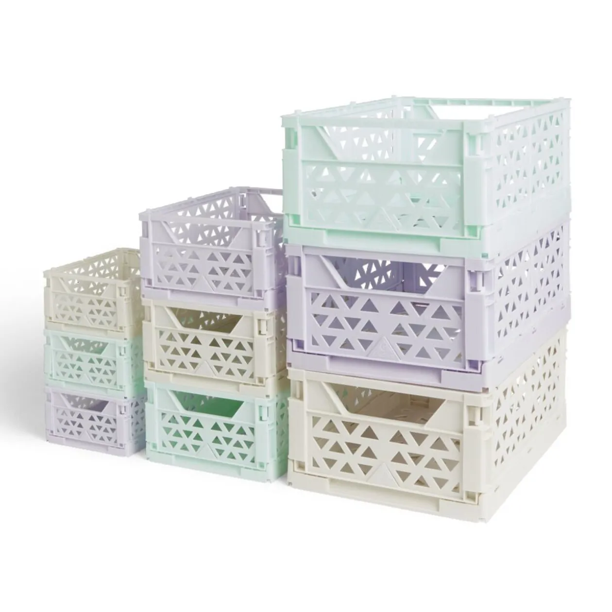 Caisse pliable beige pastel 3,4L - 24x17xH10cm