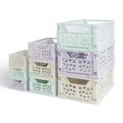 Caisse pliable beige pastel 9,1L- 33x23xH14cm