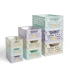 Caisse pliable polypropylène 17x12x7.5cm gris pastel