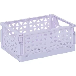 Caisse pliable polypropylène 17x12x7.5cm violet pastel