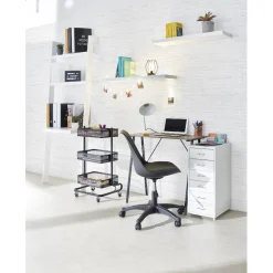 Caisson métallique 6 tiroirs 4 roues blanc