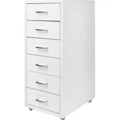 Caisson métallique 6 tiroirs 4 roues blanc