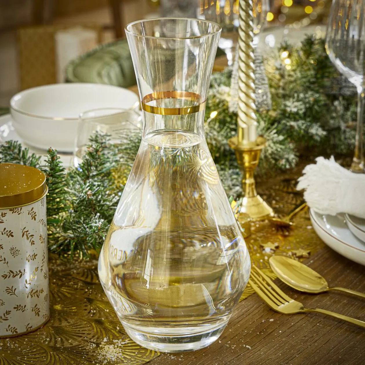 Carafe en verre goulot liseré doré 1,3L