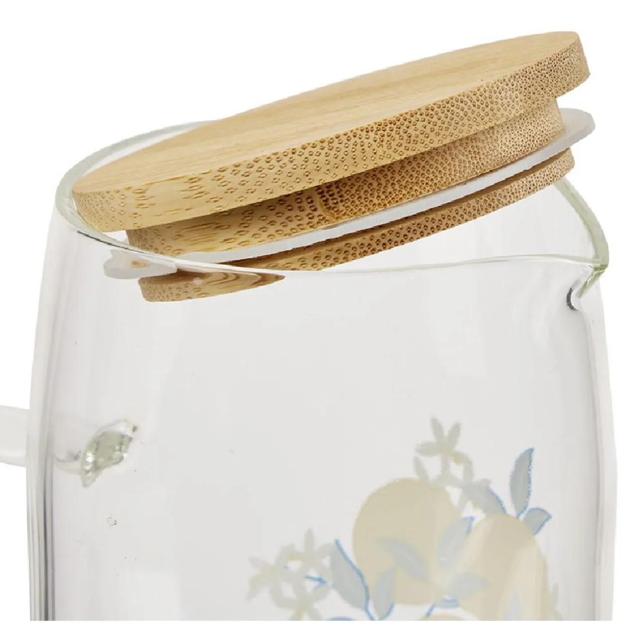 Carafe verre transparent motif citron avec bouchon bambou 1L Ø9xH23cm