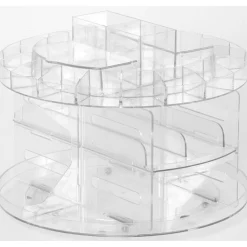 Carrousel à cosmétiques transparent rotatif