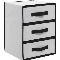 Casier de rangement 3 tiroirs pour dressing blanc et noir