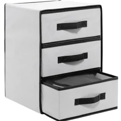Casier de rangement 3 tiroirs pour dressing blanc et noir
