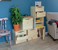 Casier de rangement bloc tiroir pin