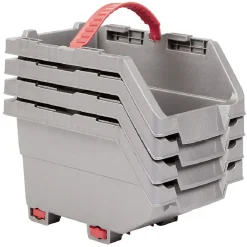 Casier de rangement superposable gris et rouge x4