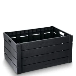 Casier pliant imitation bois gris foncé