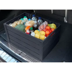 Casier pliant imitation bois gris foncé